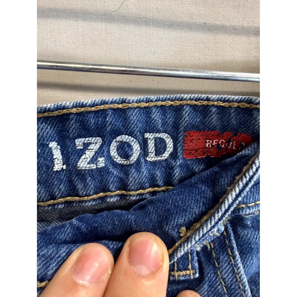 Izod Bermuda Shorts Mens 48 Blue Denim Cotton Regular Fit Cuffed Hem Medium Wash